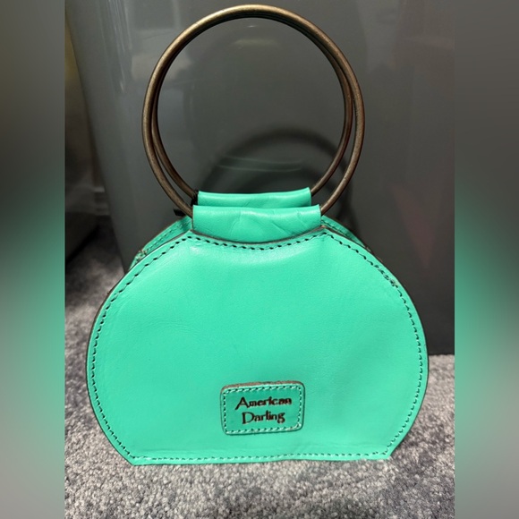 American Darling Turquoise Floral Hand Tooled Embossed Leather Handbag NWT - Picture 4 of 11